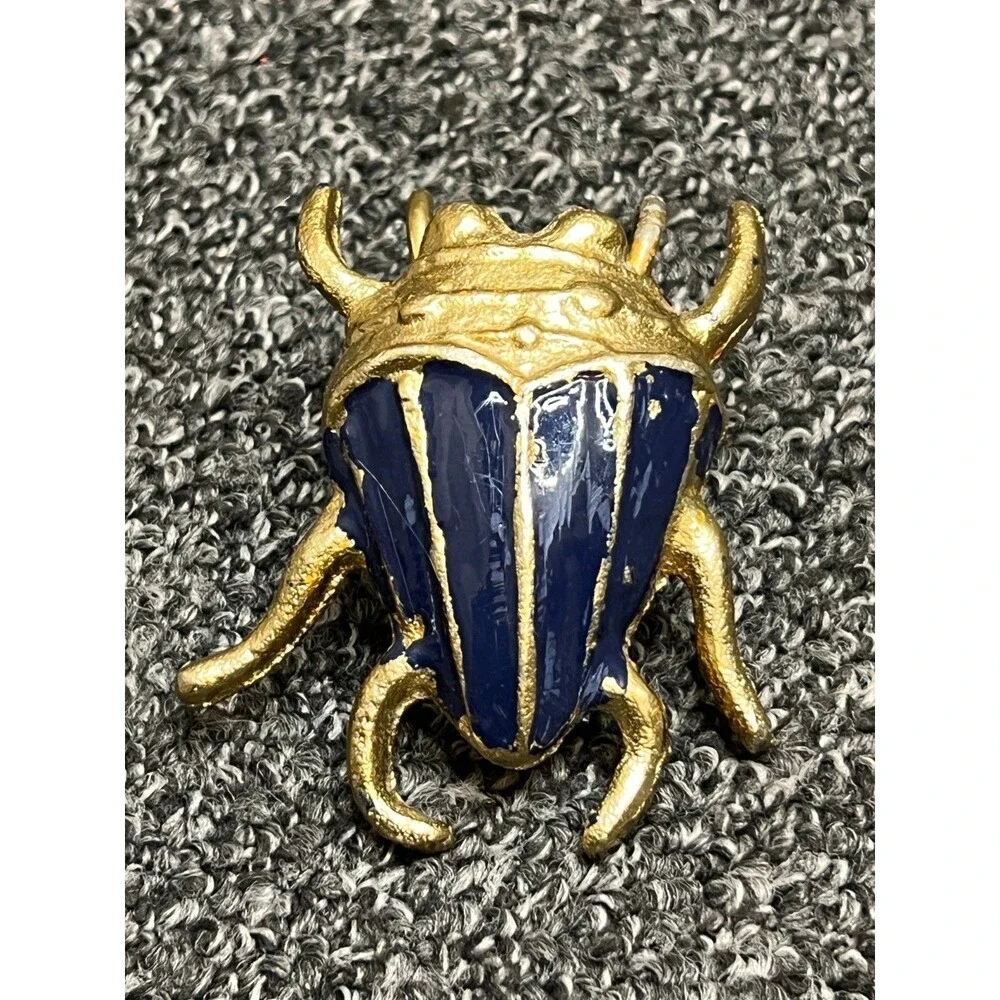 Cast Brass Egyptian Scarab Beetle Paperweight 3” - Vintage!